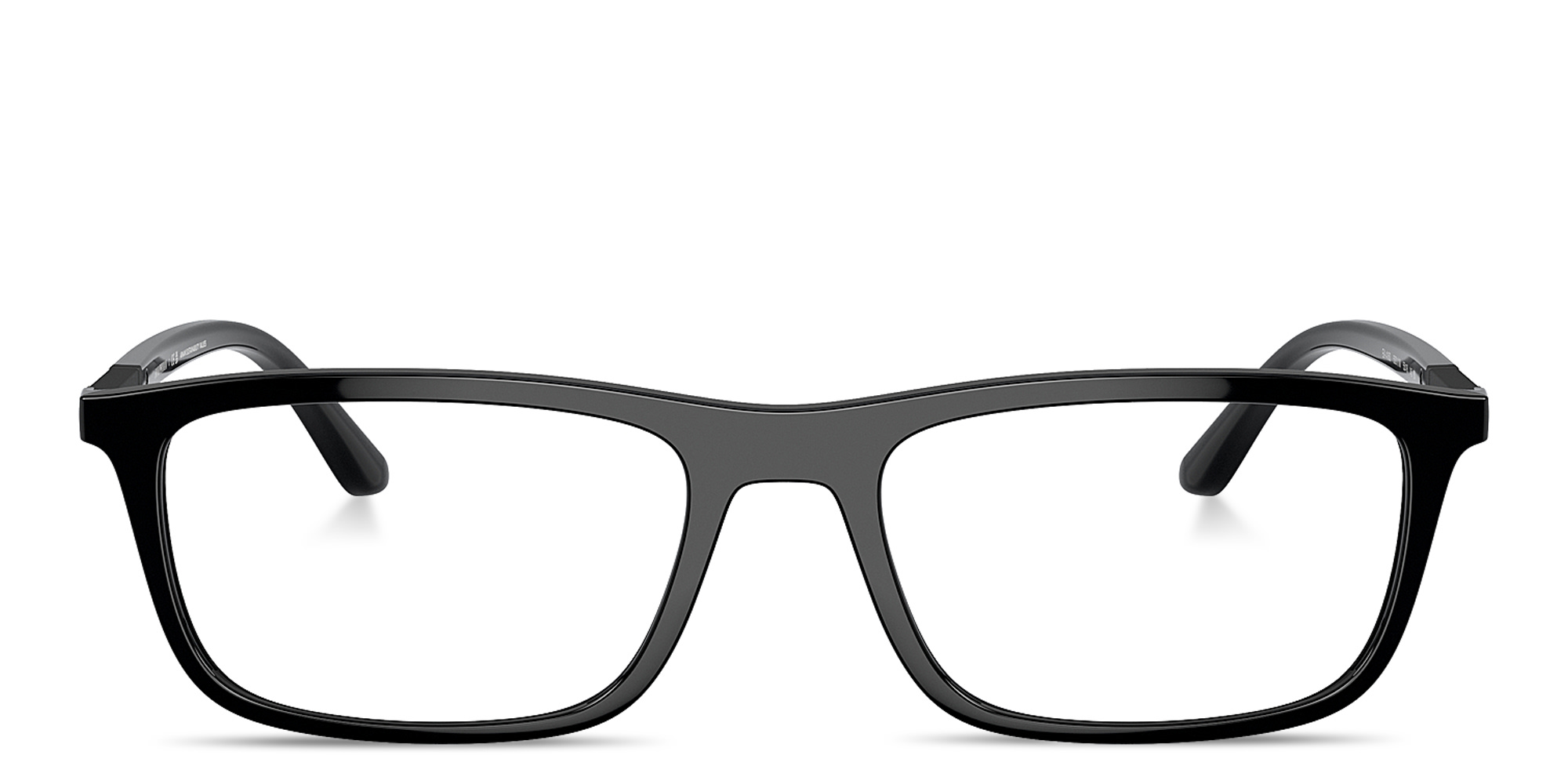 Shop Emporio Armani Logo Signature Wide Rectangle Eyeglasses in Black online.