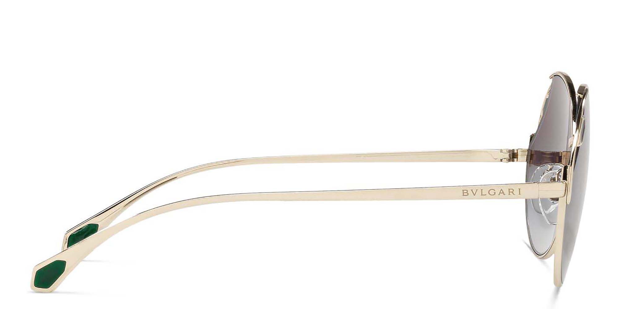 Shop BVLGARI Round Sunglasses in Pale Gold online.