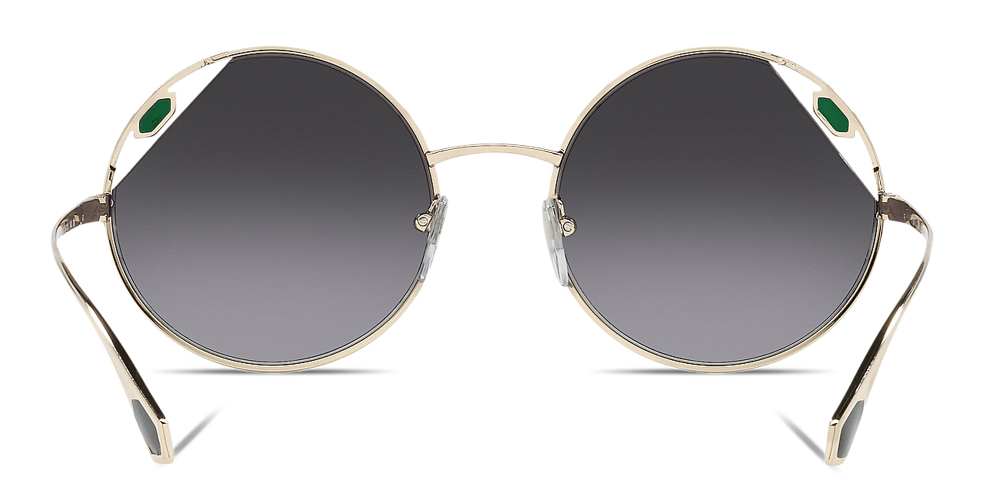 Shop BVLGARI Round Sunglasses in Pale Gold online.