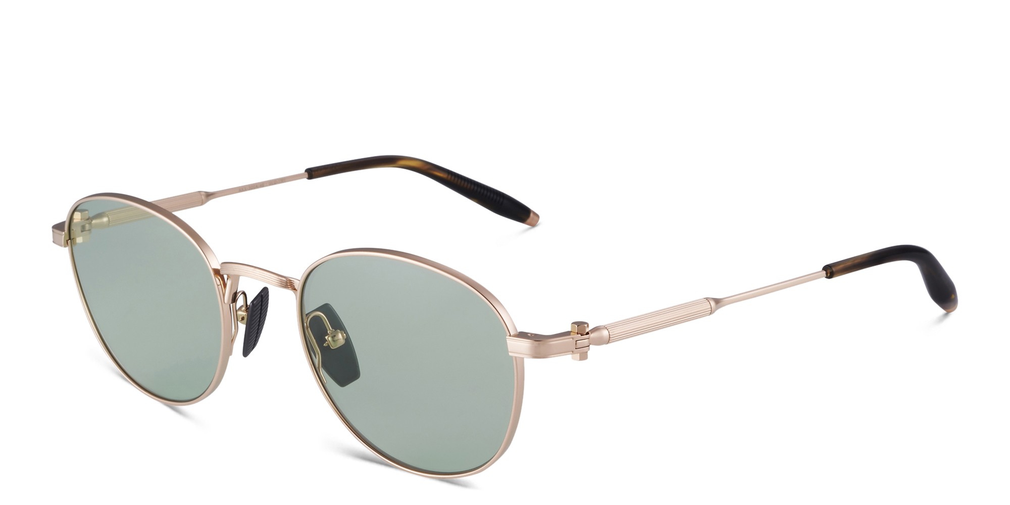 Shop AKONI Pioneer Unisex Round Eyeglasses in Gold online.