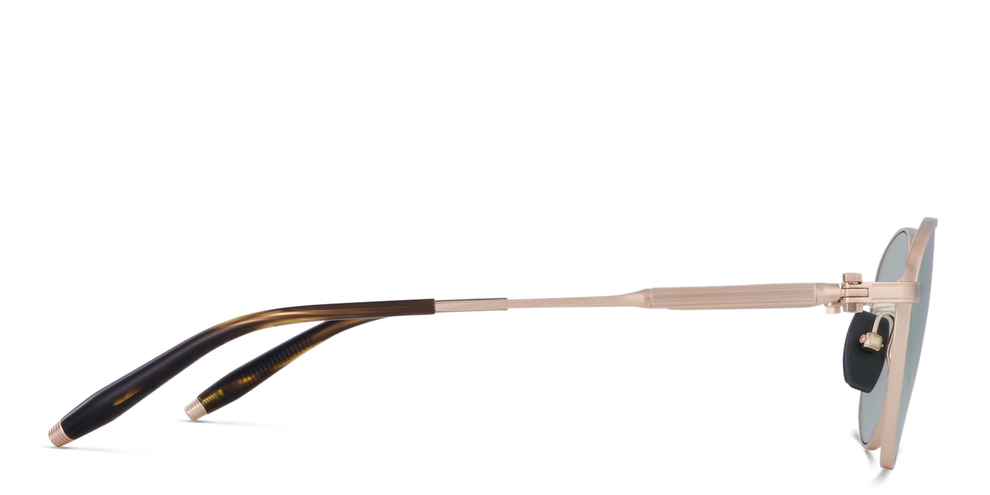 Shop AKONI Pioneer Unisex Round Eyeglasses in Gold online.