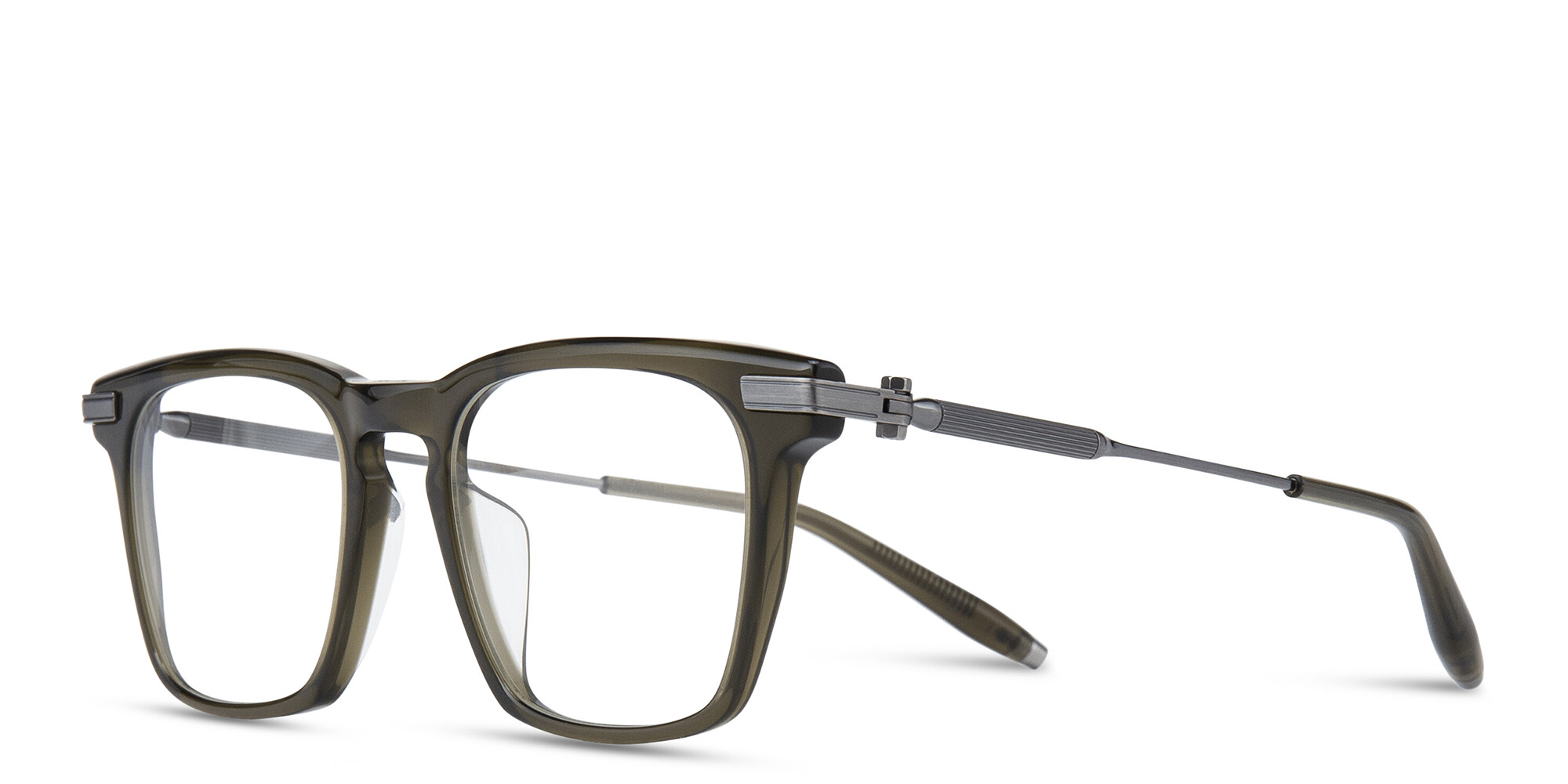 Shop AKONI Unisex Square Eyeglasses in Green online.