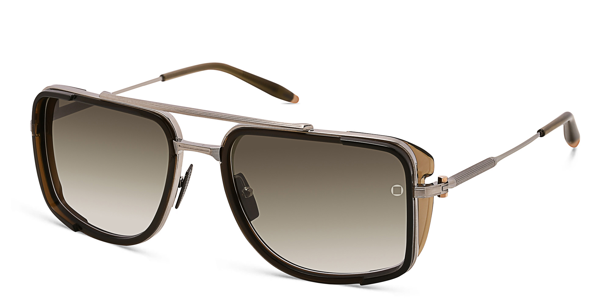 Shop AKONI Stargazer Aviator Sunglasses in Silver online.