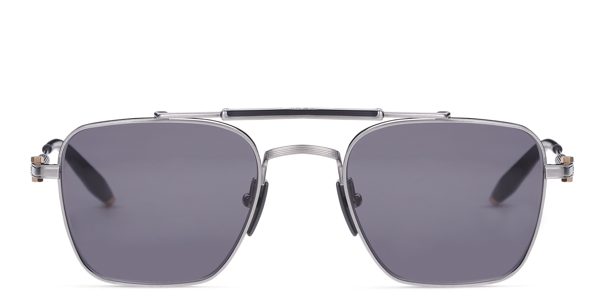 AKONI Europa Unisex Square Sunglasses in Silver – Product Photo 1