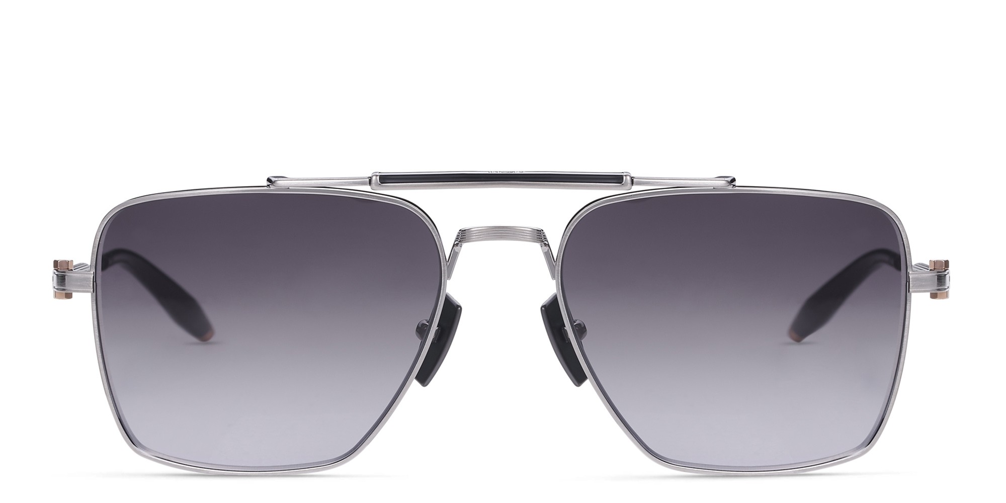 AKONI Eos Unisex Square Sunglasses in Silver – Product Photo 1