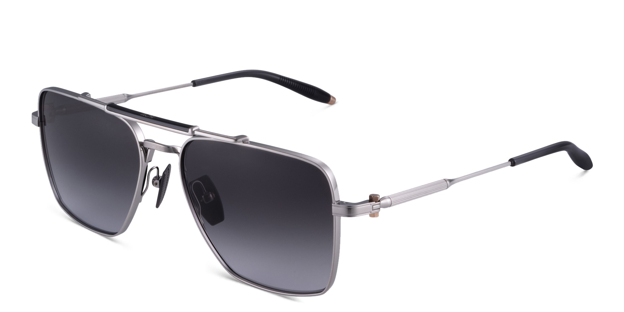 AKONI Eos Unisex Square Sunglasses in Silver – Product Photo 2