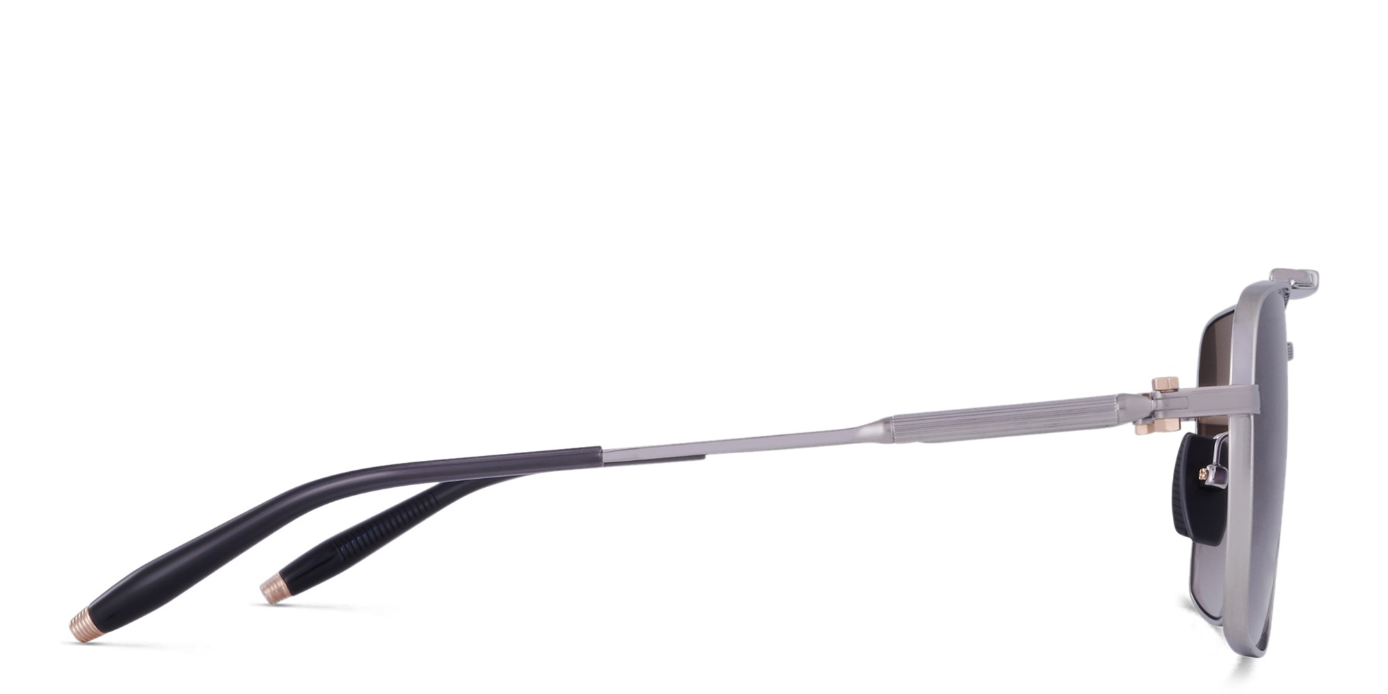 AKONI Eos Unisex Square Sunglasses in Silver – Product Photo 3