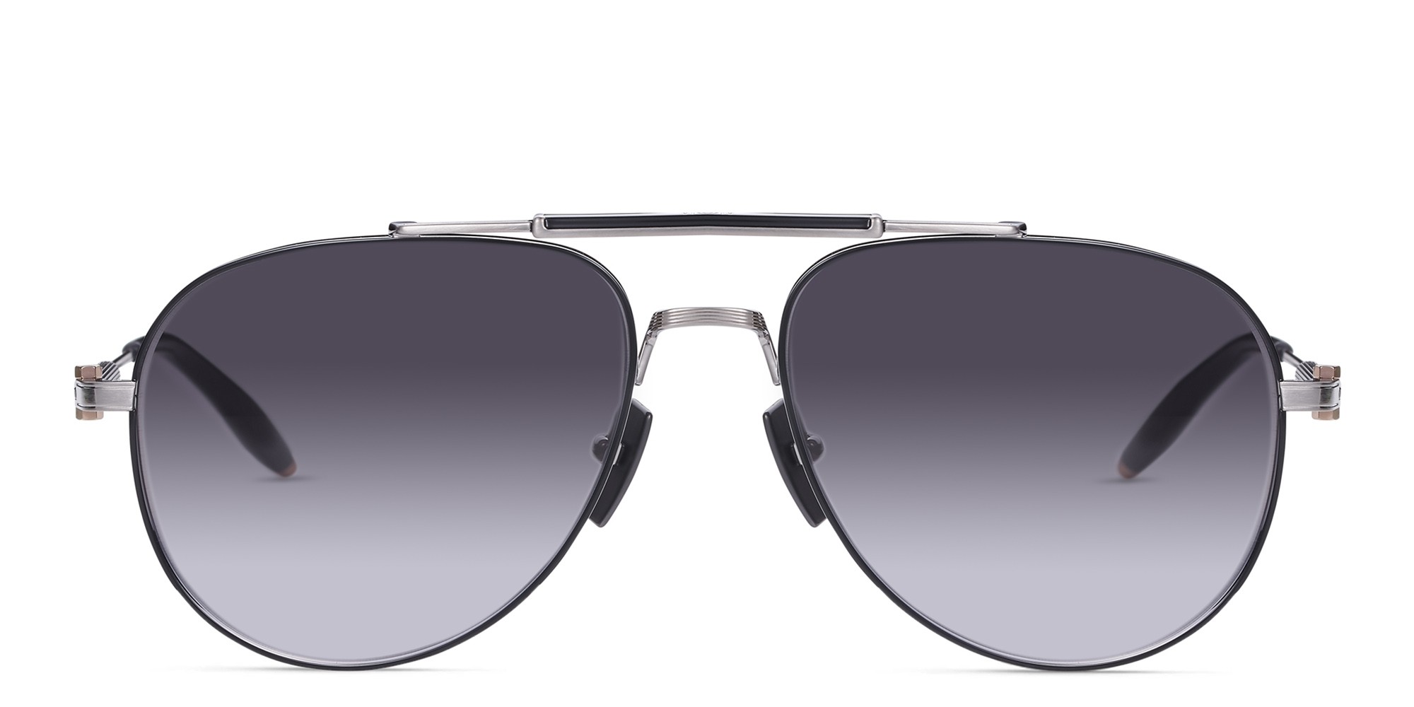AKONI Hydra Unisex Aviator Sunglasses in Silver – Product Photo 1