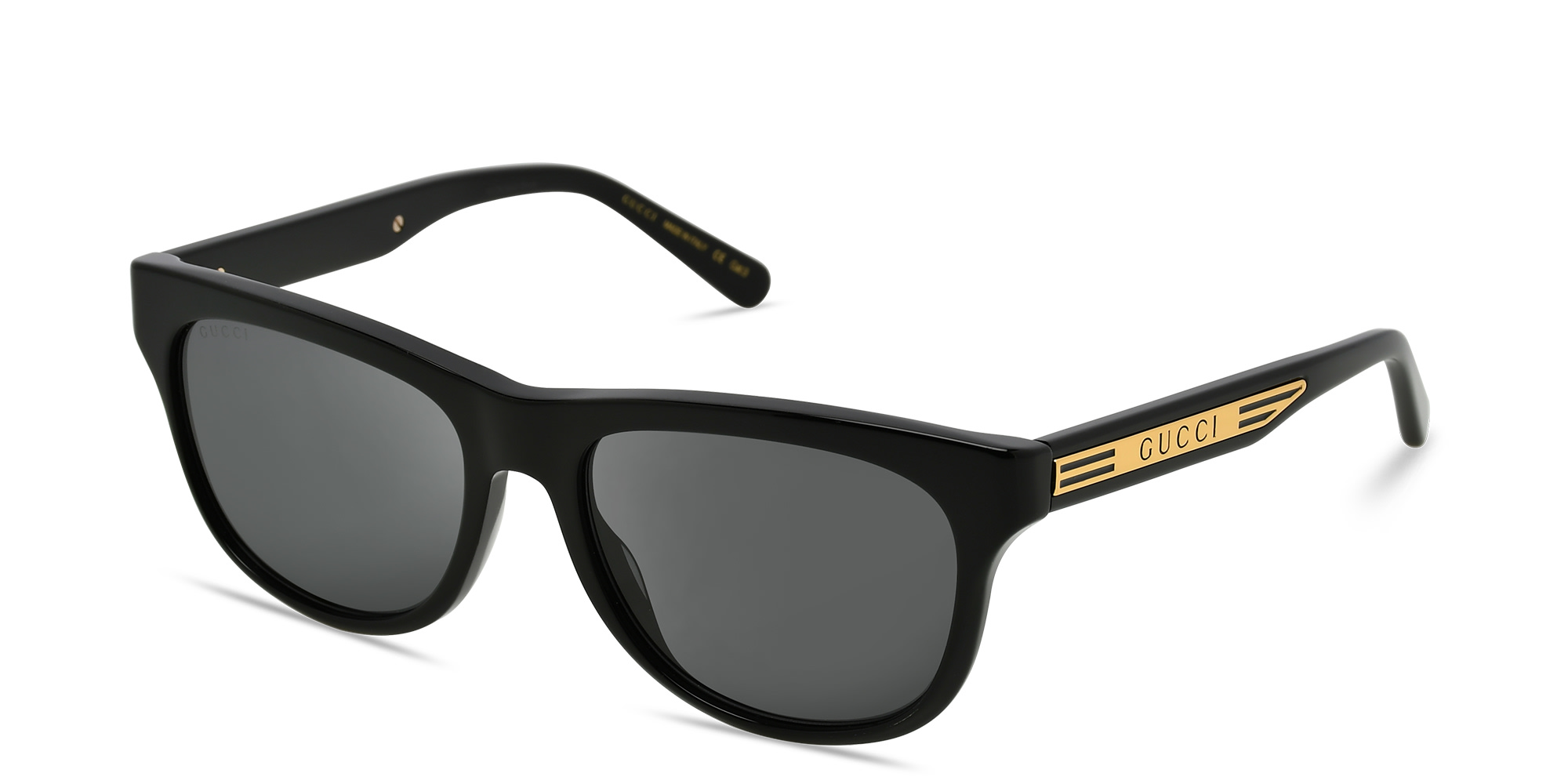 Shop GUCCI Rectangle Sunglasses in Black online.