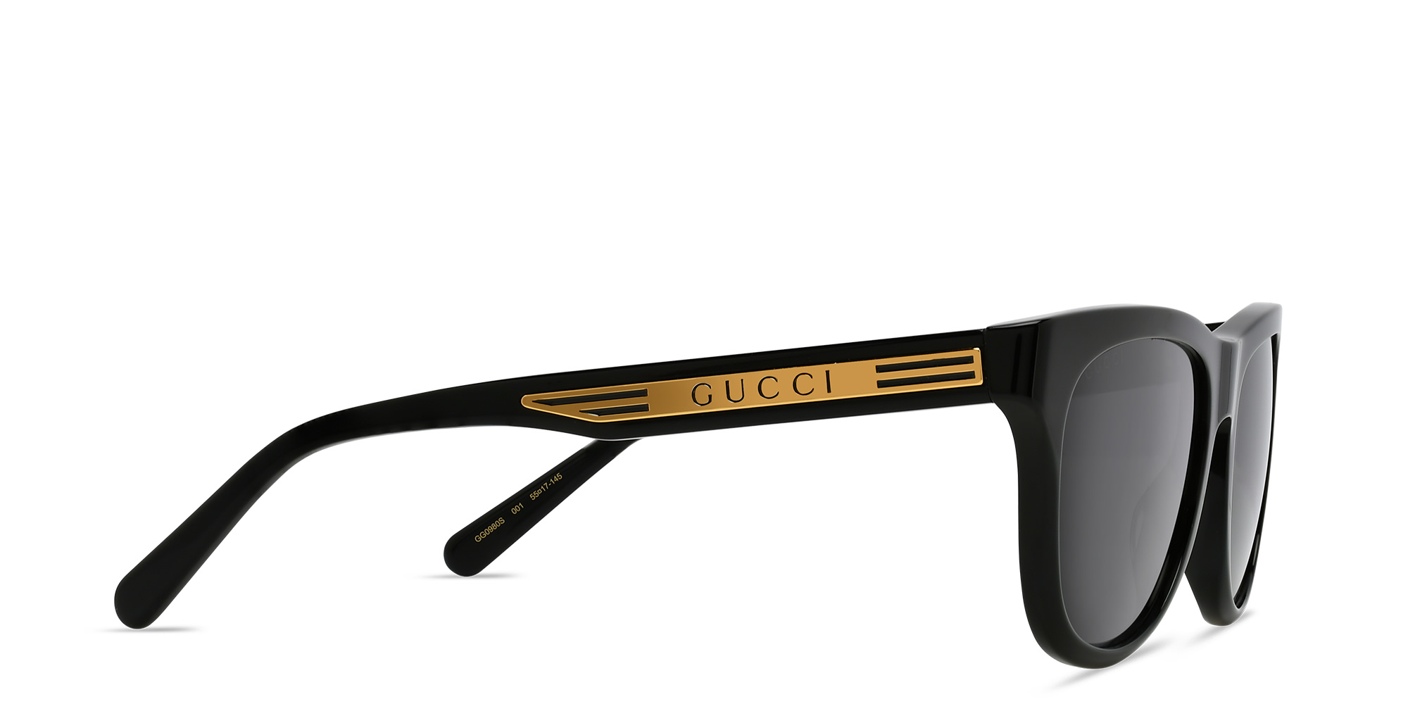 Shop GUCCI Rectangle Sunglasses in Black online.