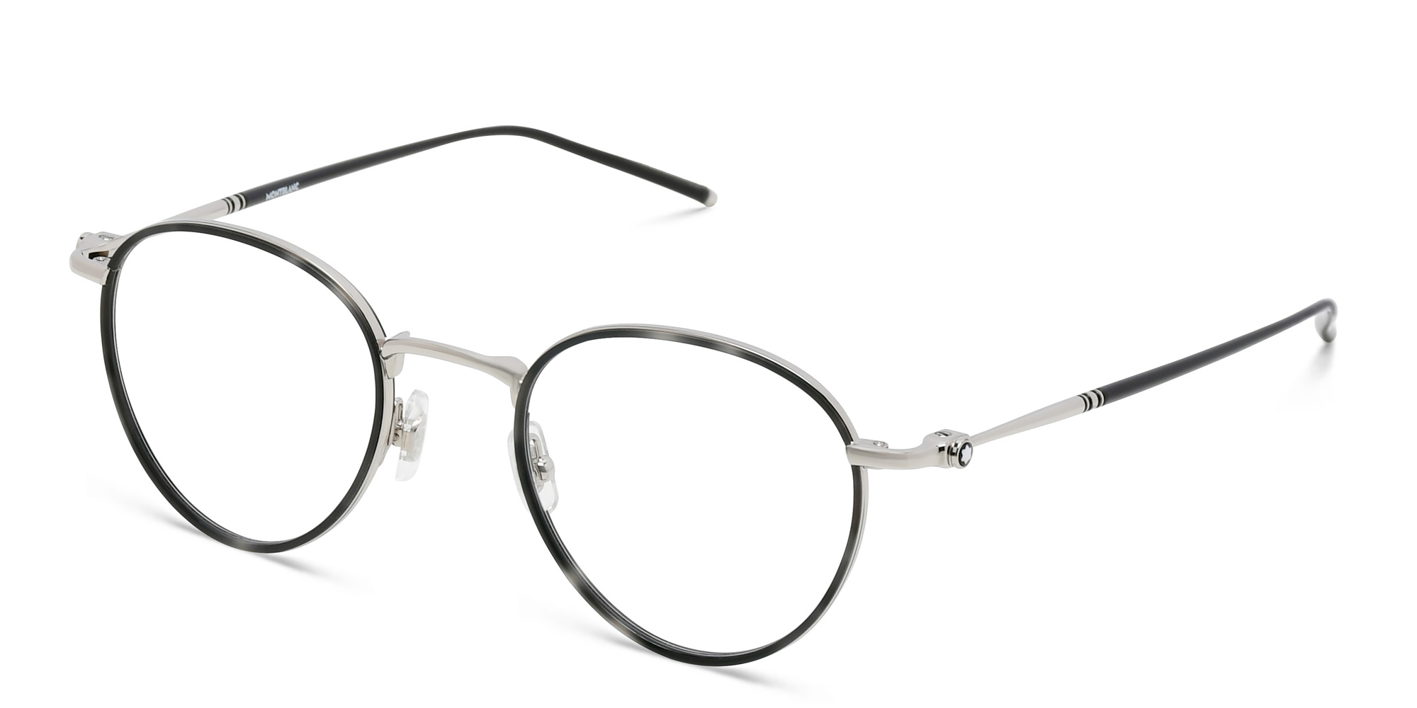 MONTBLANC Snowcap Round Eyeglasses in Silver Grey – Product Photo 2