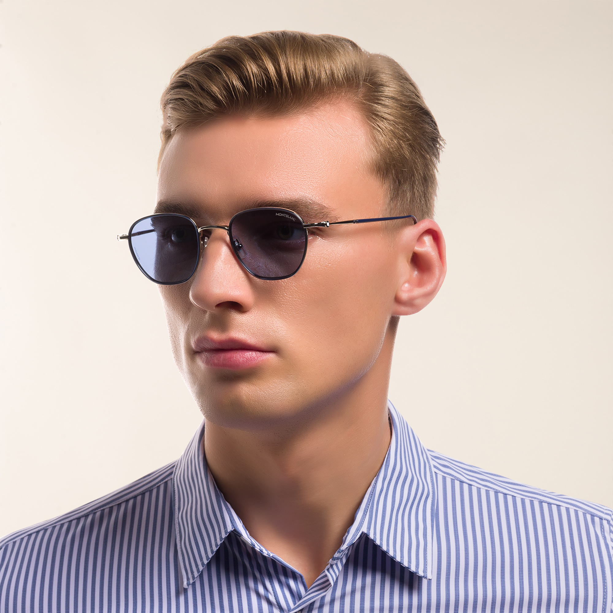 Shop MONTBLANC Square Sunglasses in Blue online.
