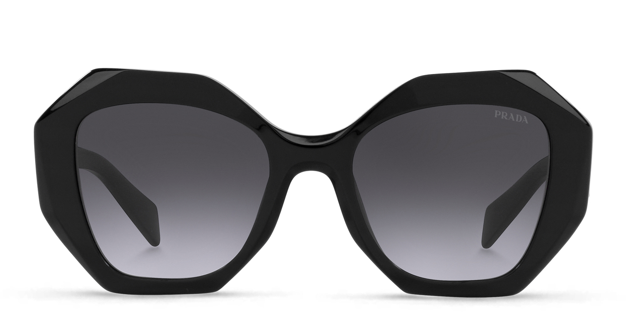 Shop PRADA Irregular Sunglasses in Black online.