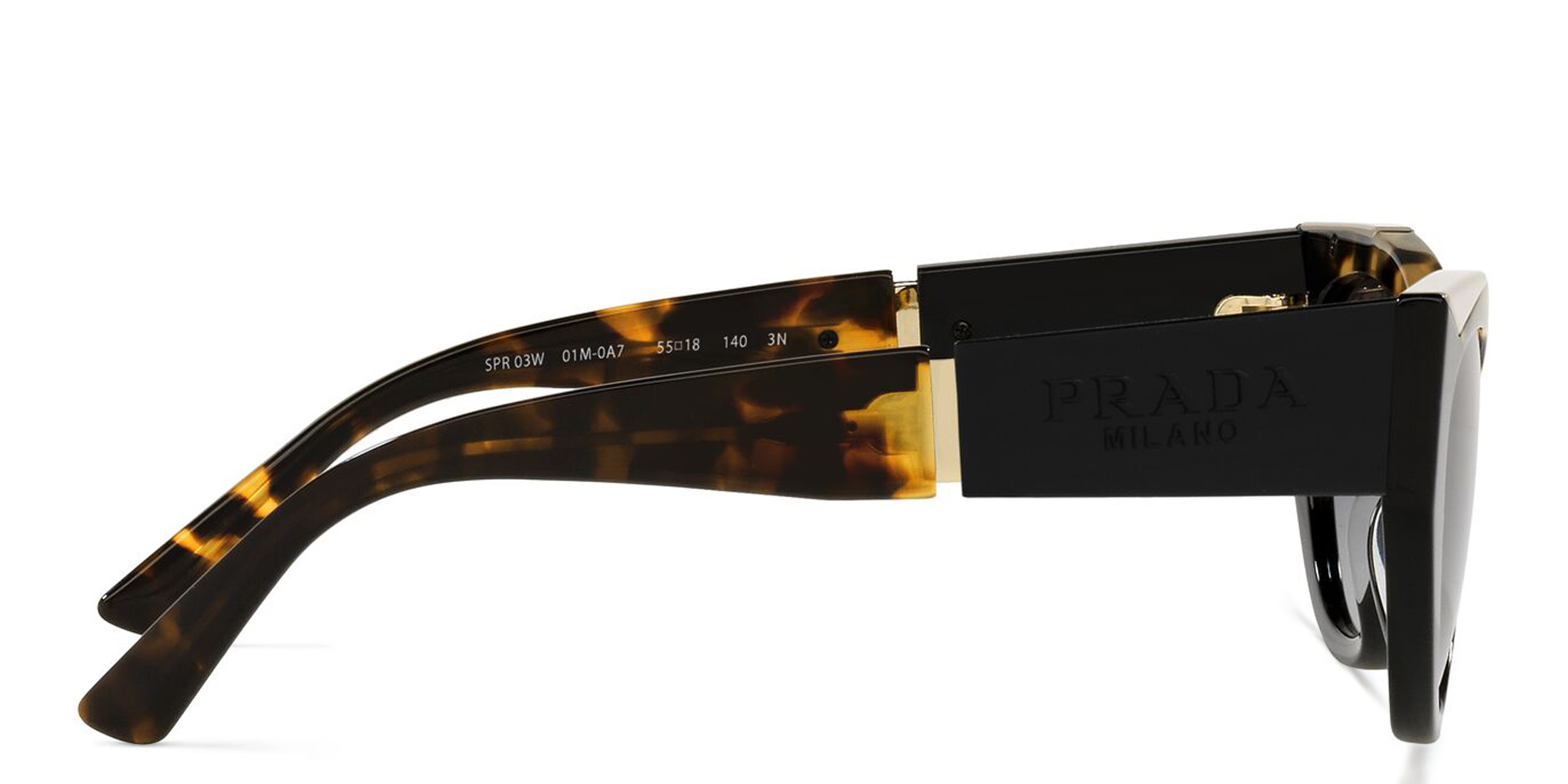 نظارة شمسية بإطار كات آي من برادا بلون أسود - صورة المنتج 3