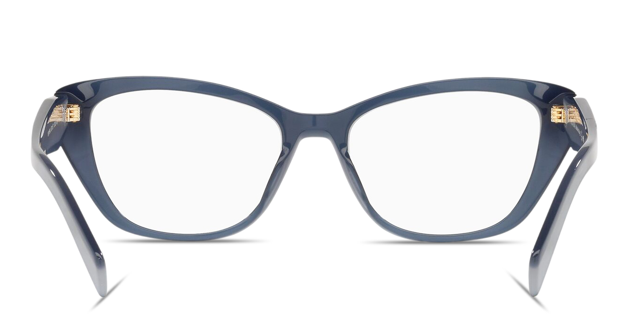 Shop PRADA Logo Signature Cat-Eye Eyeglasses in Transparent Blue online.