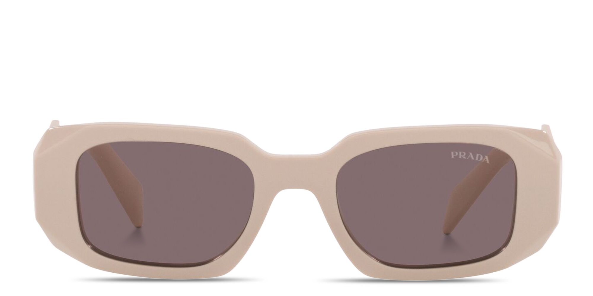 نظارات شمسية مستطيلة بشعار العلامة من برادا بلون بيج لامع - صورة المنتج 1