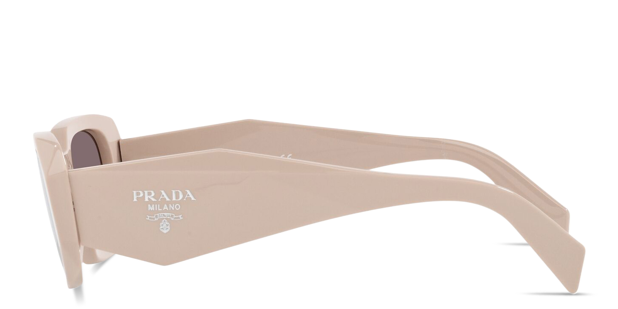 PRADA Logo Lettering Rectangle Sunglasses in Shiny Beige – Product Photo 3