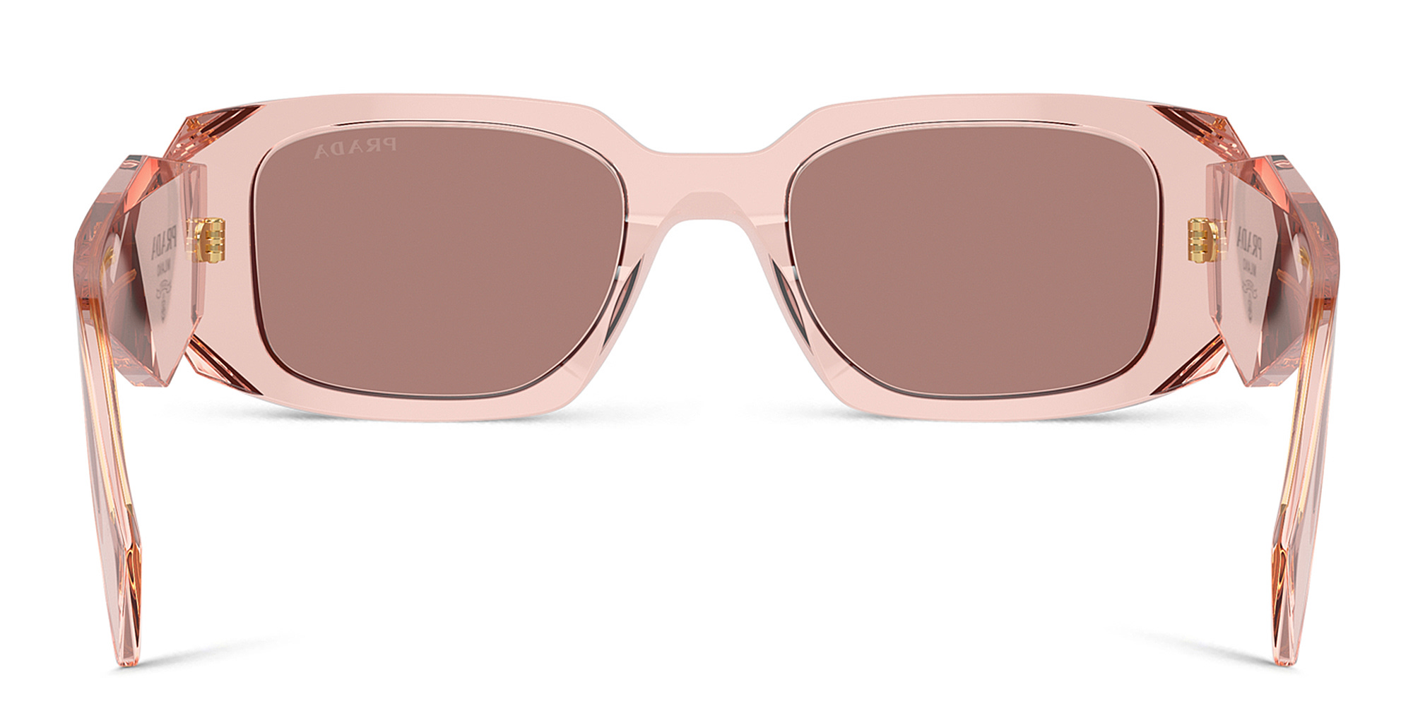 Shop PRADA Logo Rectangle Sunglasses in Transparent Peach online.