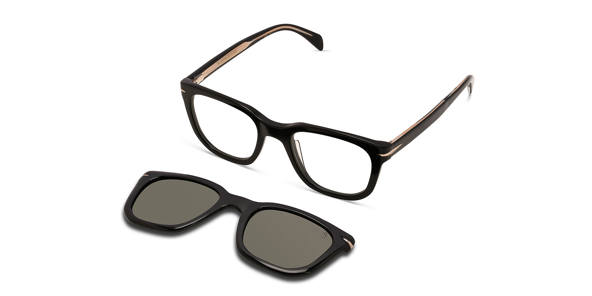 Shop DAVID BECKHAM Square Eyeglasses in Black online.
