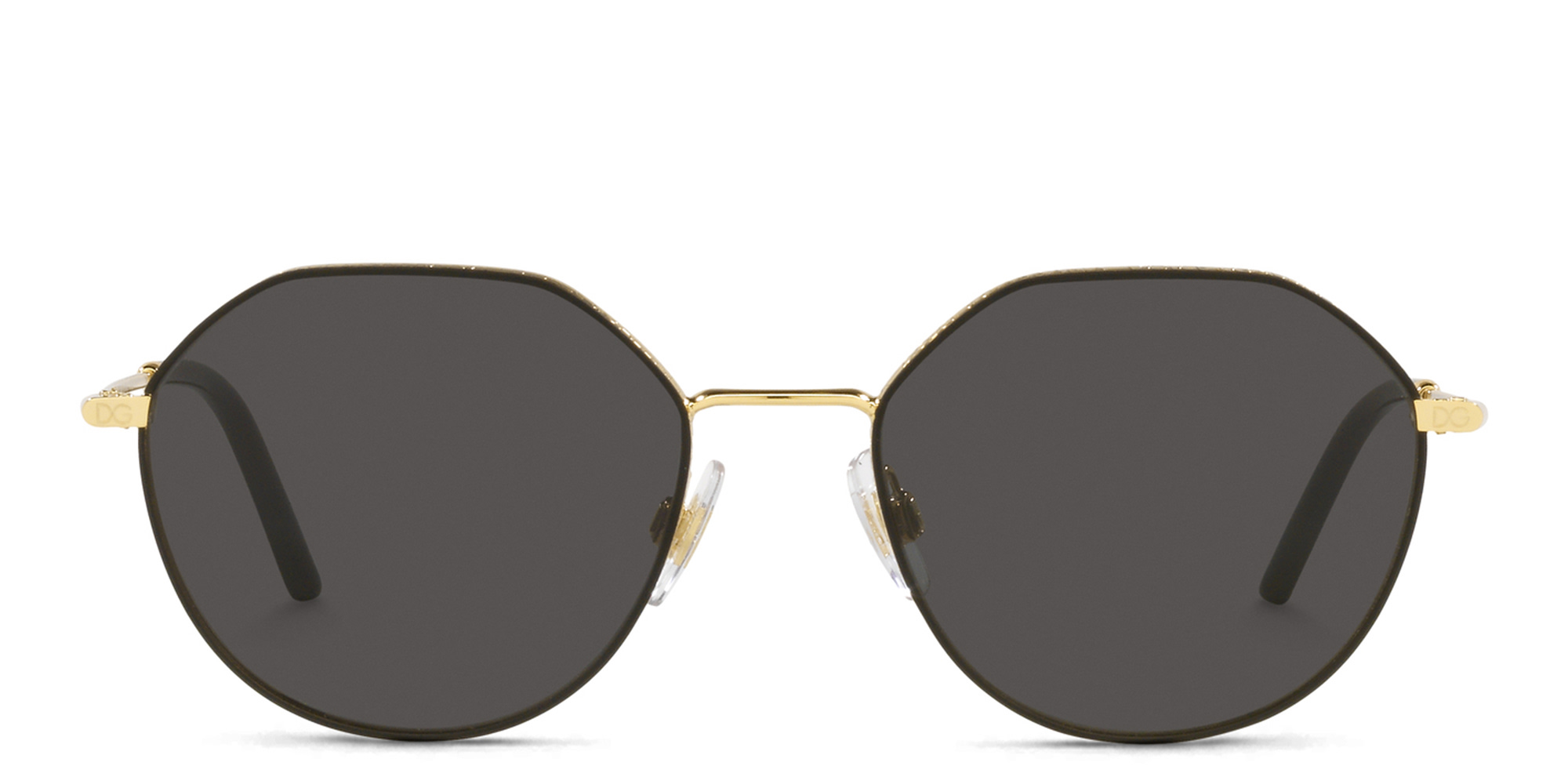 Shop Dolce & Gabbana Round Sunglasses in Gold online.