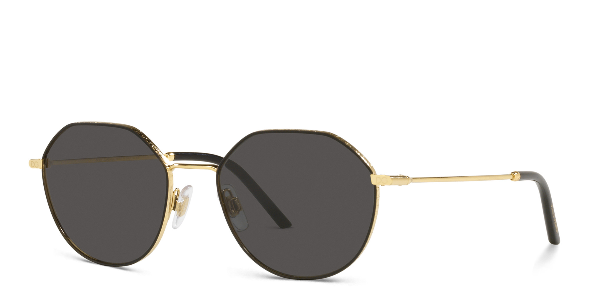 Shop Dolce & Gabbana Round Sunglasses in Gold online.