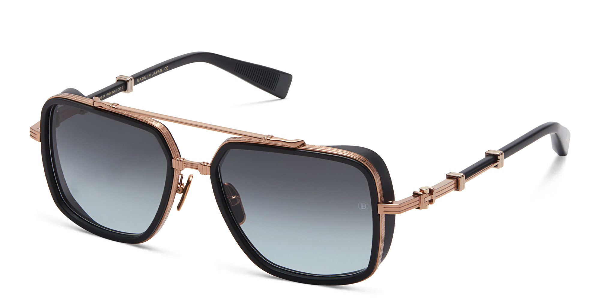 Shop BALMAIN Officier Unisex Aviator Sunglasses in Black online.
