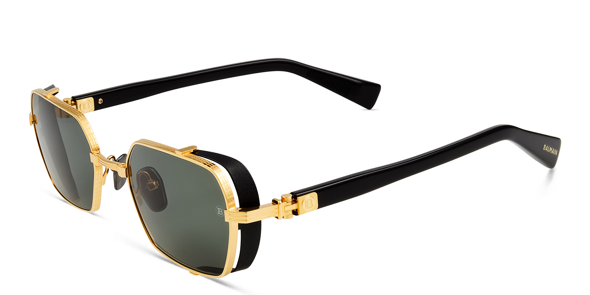 BALMAIN Brigade-III Unisex Rectangle Sunglasses in Gold – Product Photo 2