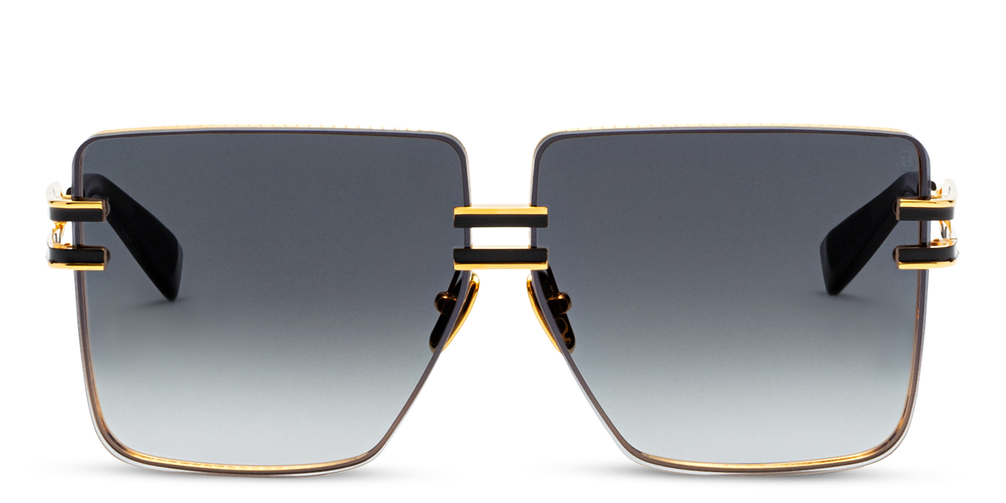 Shop BALMAIN Unisex Oversized Square Sunglasses in Black Gold online.