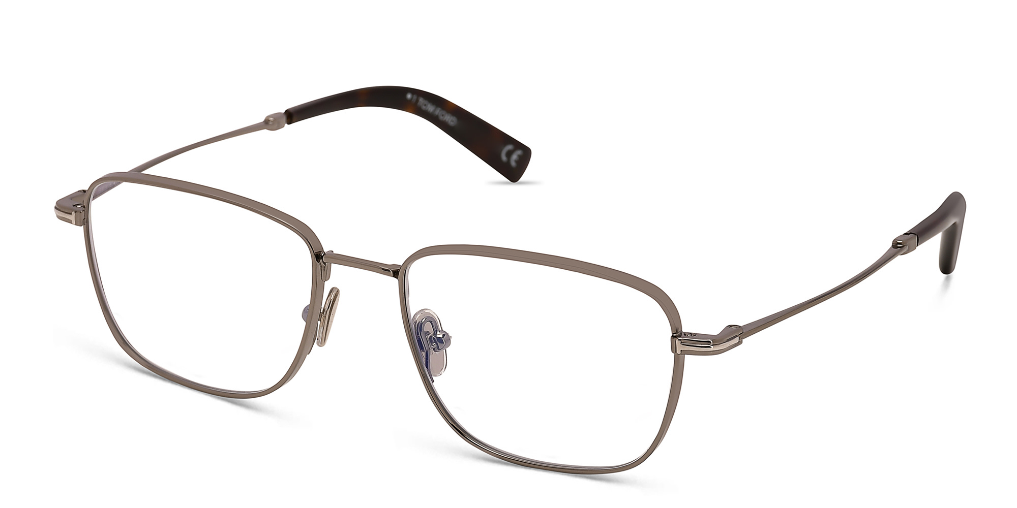 نظارة طبية بإطار مستطيل من توم فورد بلون روثينيوم داكن مطفي - صورة المنتج 2