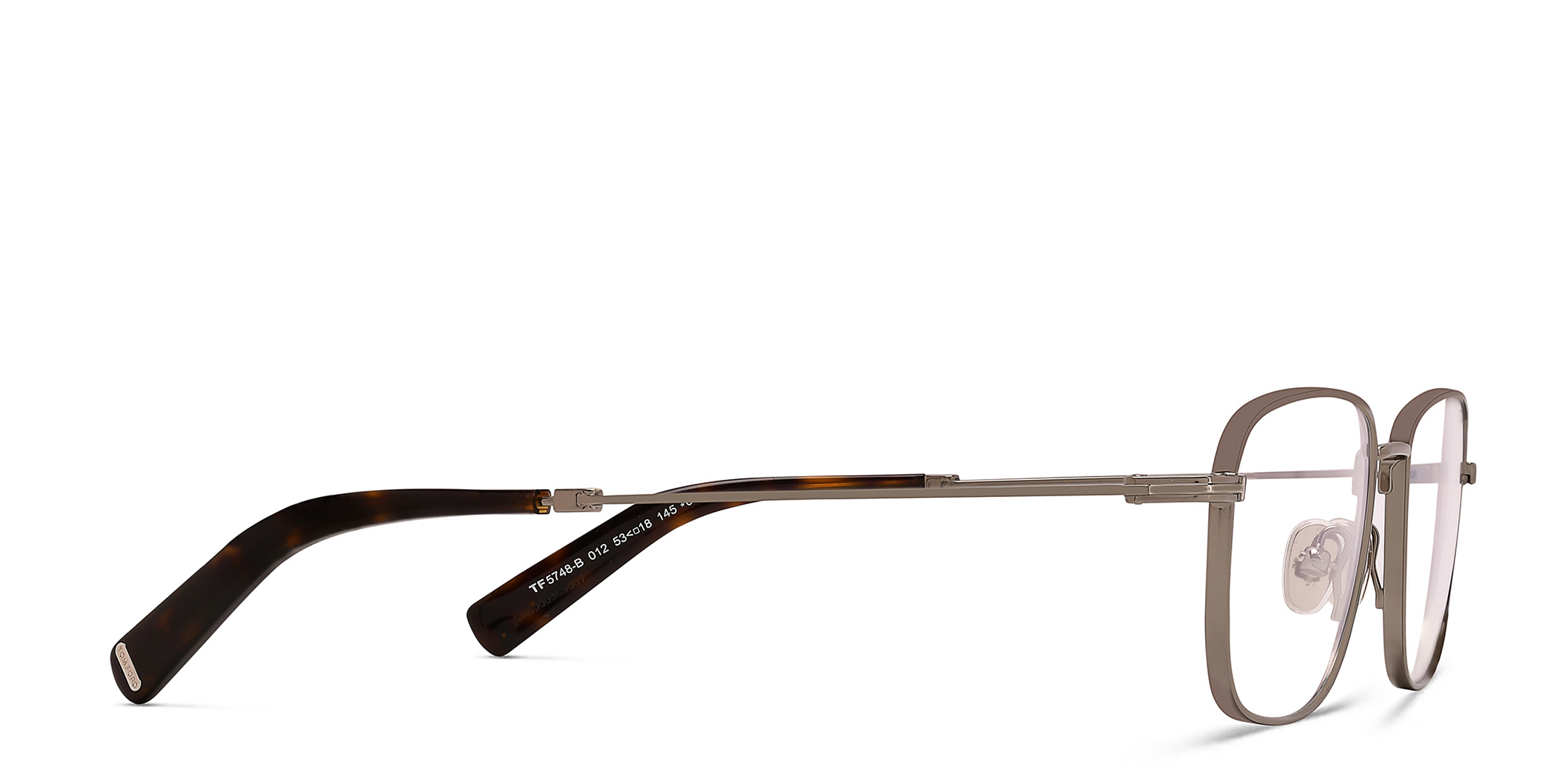 نظارة طبية بإطار مستطيل من توم فورد بلون روثينيوم داكن مطفي - صورة المنتج 3