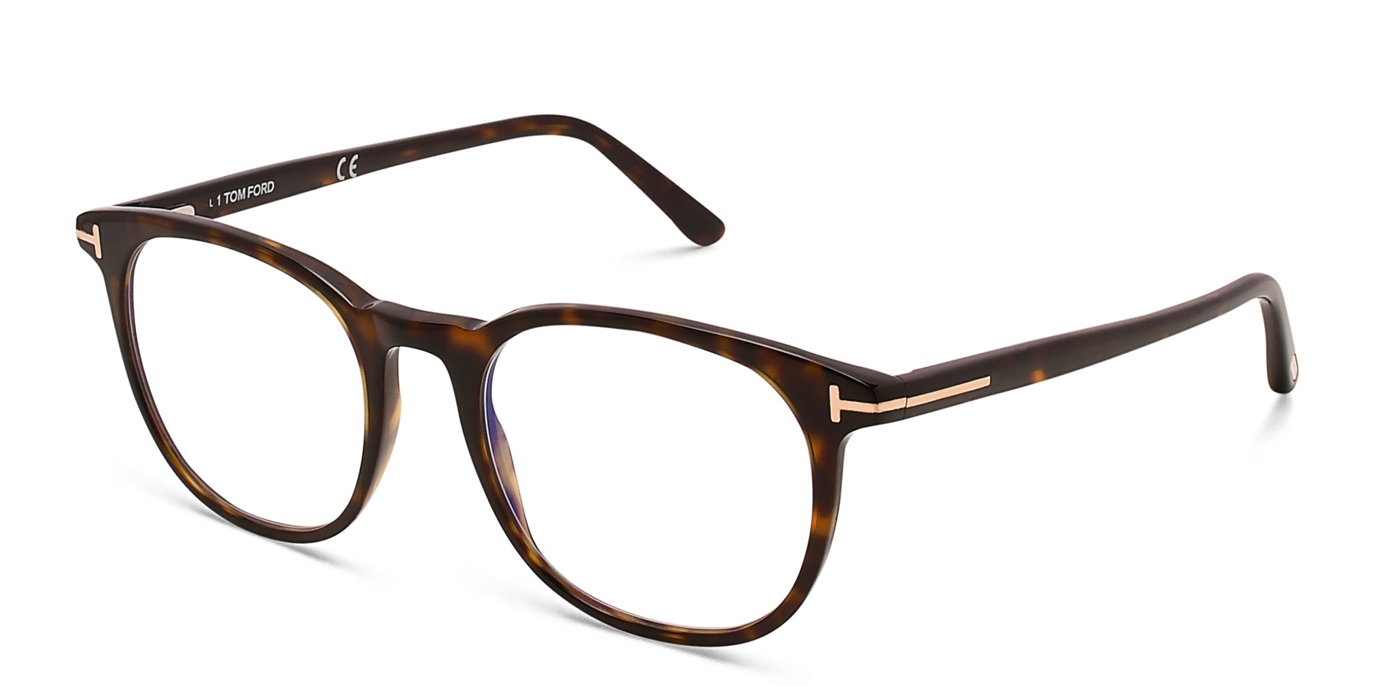 TOM FORD Round Eyeglasses in Dark Havana – Product Photo 2