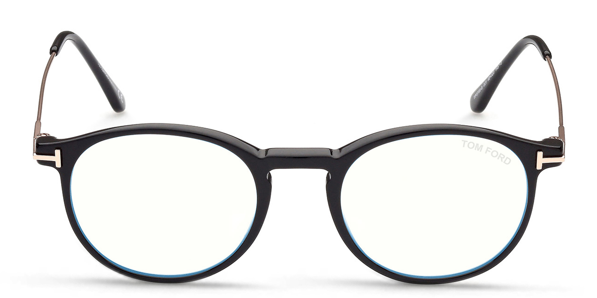 نظارة طبية بإطار دائري من توم فورد بلون أسود لامع - صورة المنتج 1