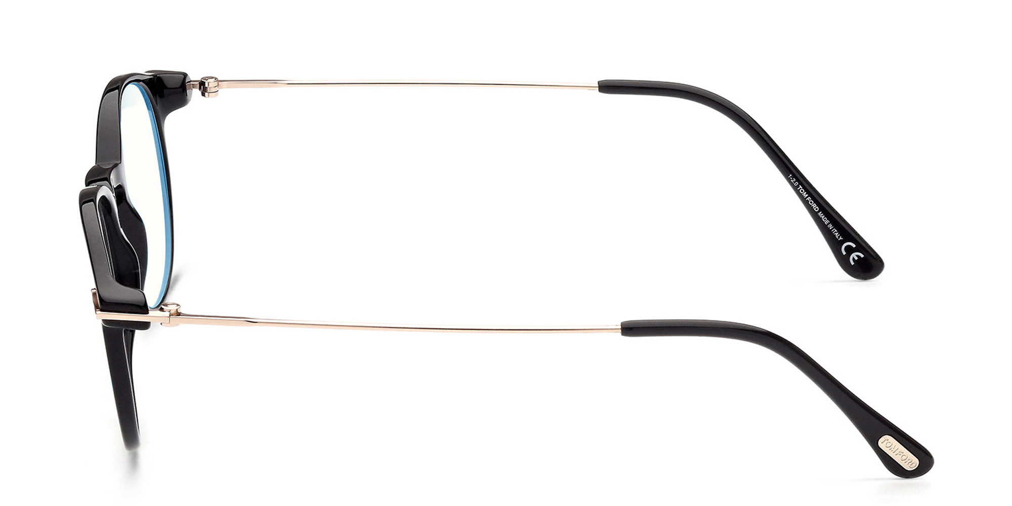 نظارة طبية بإطار دائري من توم فورد بلون أسود لامع - صورة المنتج 3