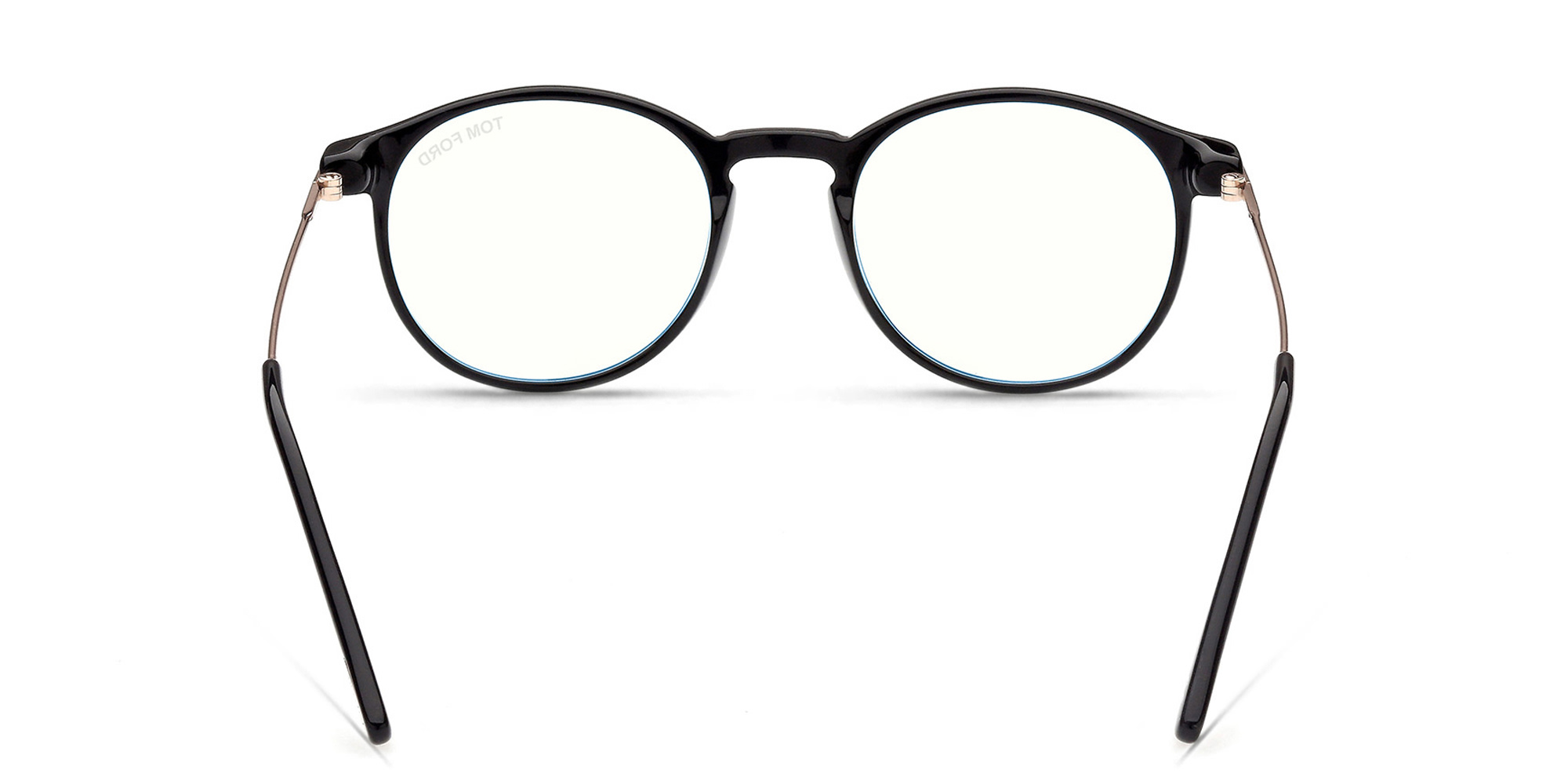 نظارة طبية بإطار دائري من توم فورد بلون أسود لامع - صورة المنتج 5