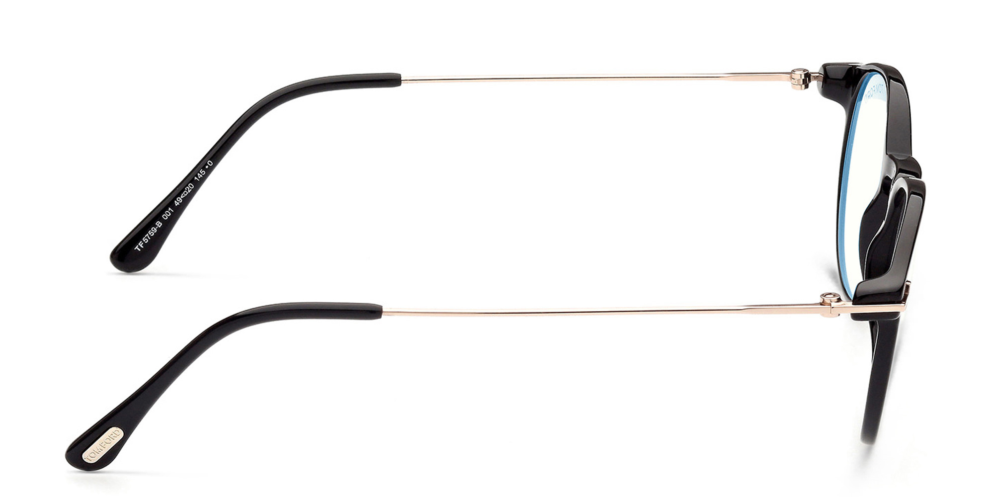 نظارة طبية بإطار دائري من توم فورد بلون أسود لامع - صورة المنتج 7