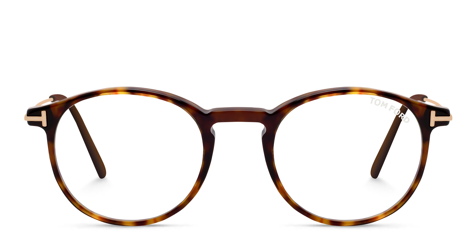 Shop TOM FORD Round Eyeglasses in Dark Havana online.