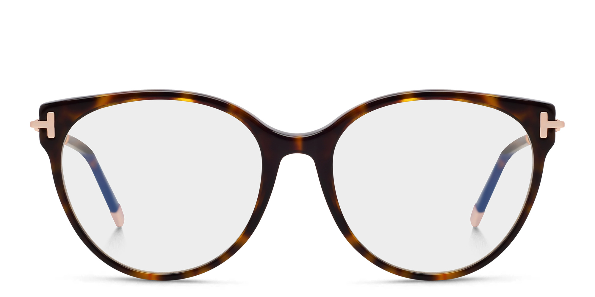 Shop TOM FORD Round Eyeglasses in Dark Havana online.