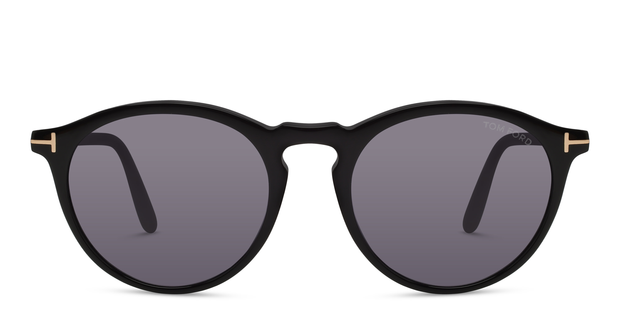 تسوق نظارة شمسية بإطار دائري توم فورد بلون أسود لامع أونلاين.