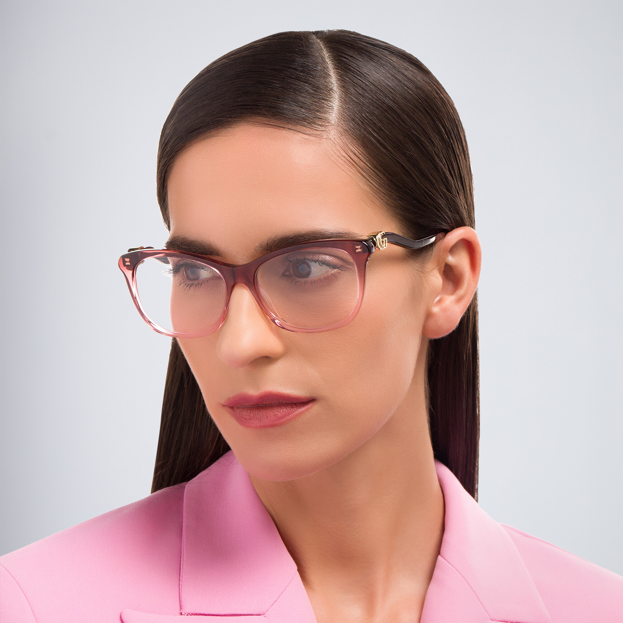 Shop GUCCI Rectangle Eyeglasses in Red online.