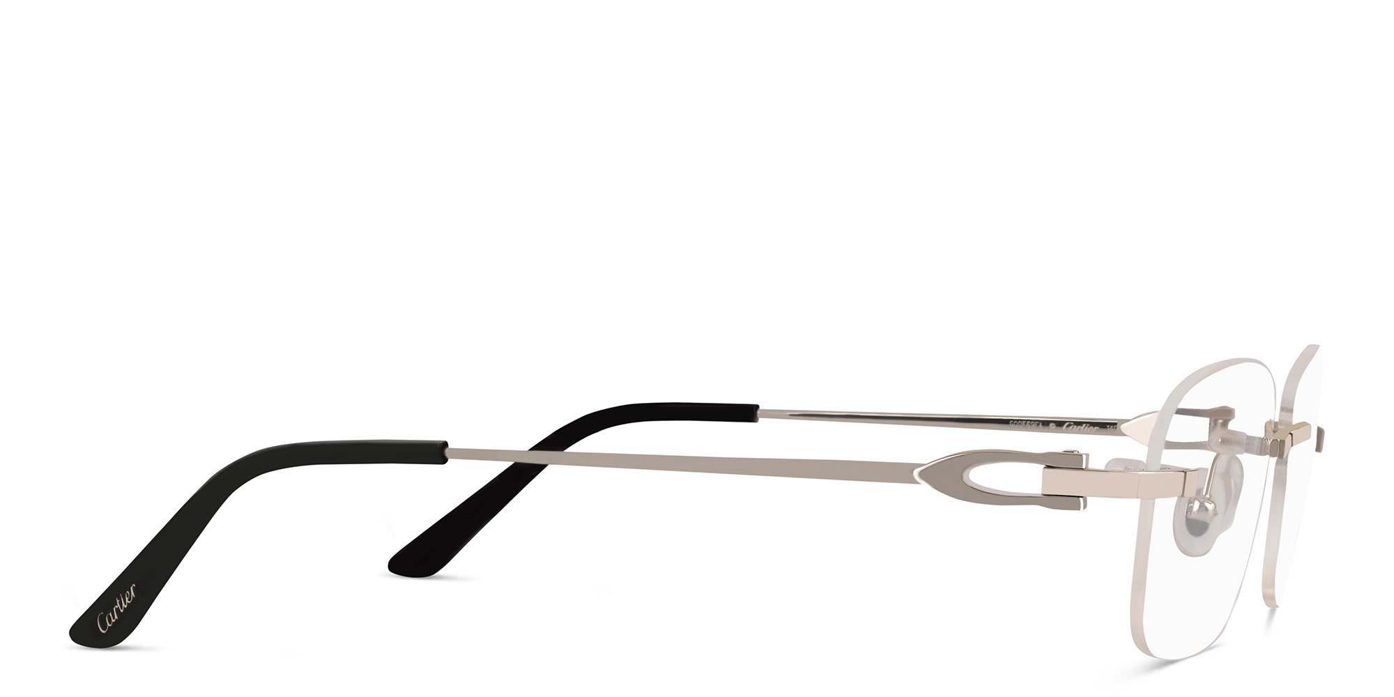 Cartier Signature 'C'de Cartier Rimless Eyeglasses in Silver – Product Photo 3