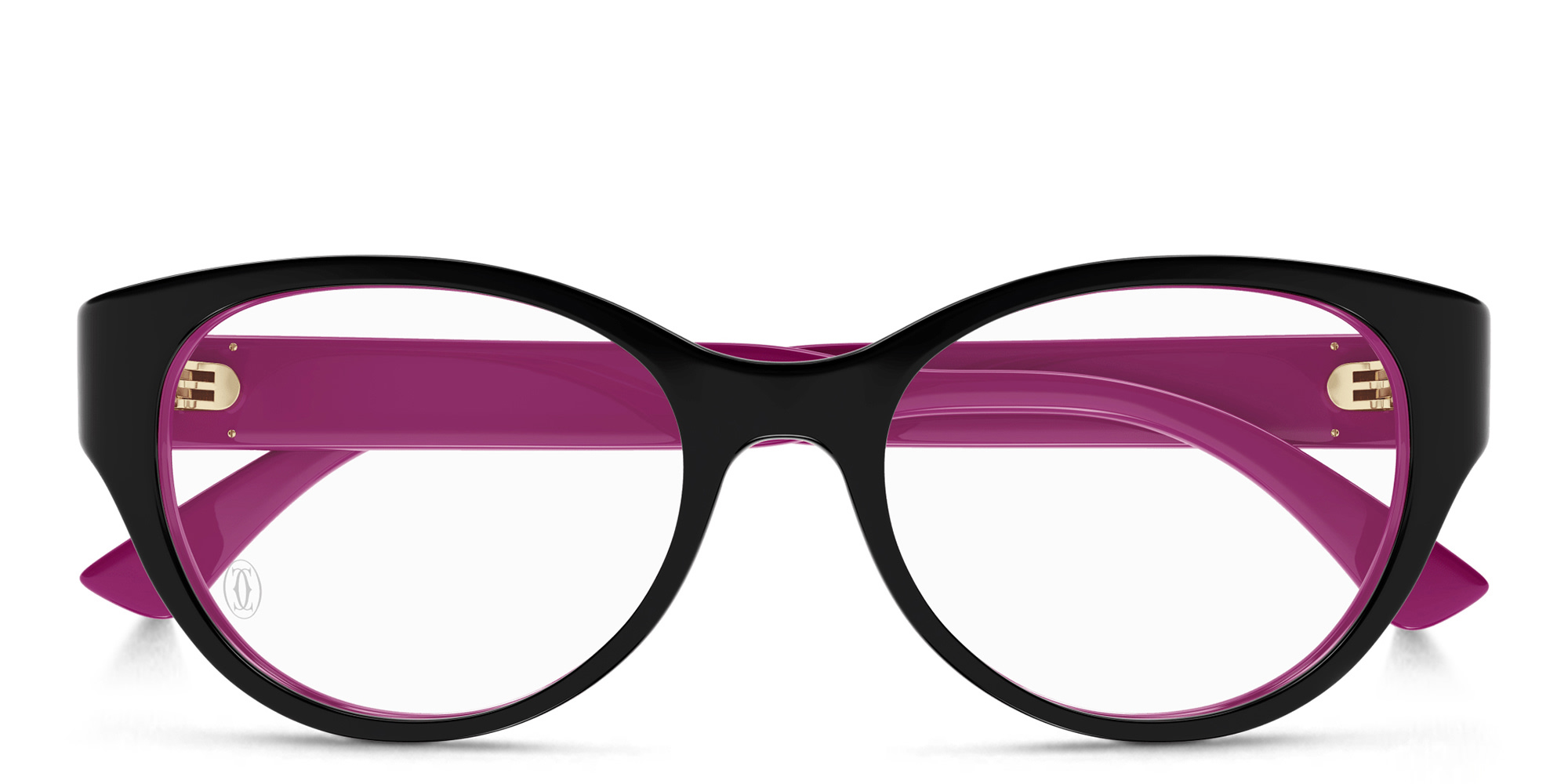 Shop Cartier Signature 'C'de Cartier Cat-Eye Eyeglasses in Black & Fuchsia online.