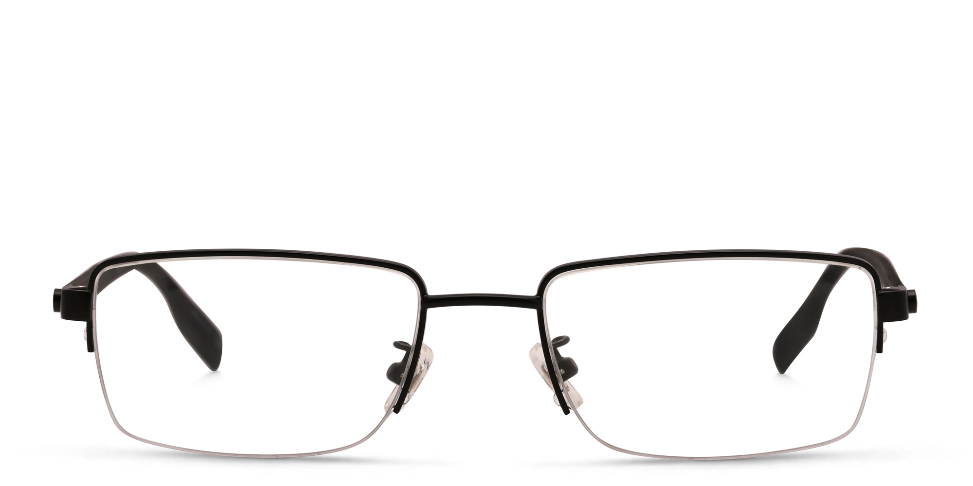 نظارة طبية بإطار مستطيل واسع نصف إطار من مونت بلانك بلون أسود - صورة المنتج 1