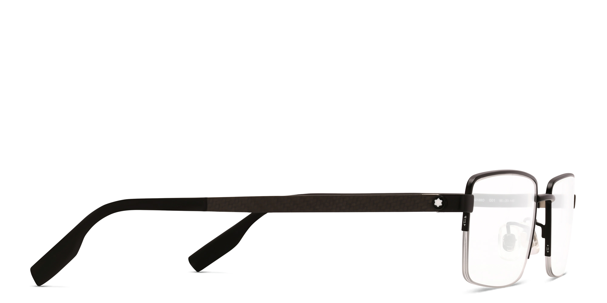 MONTBLANC Half Rim Wide Rectangle Eyeglasses in Black – Product Photo 3