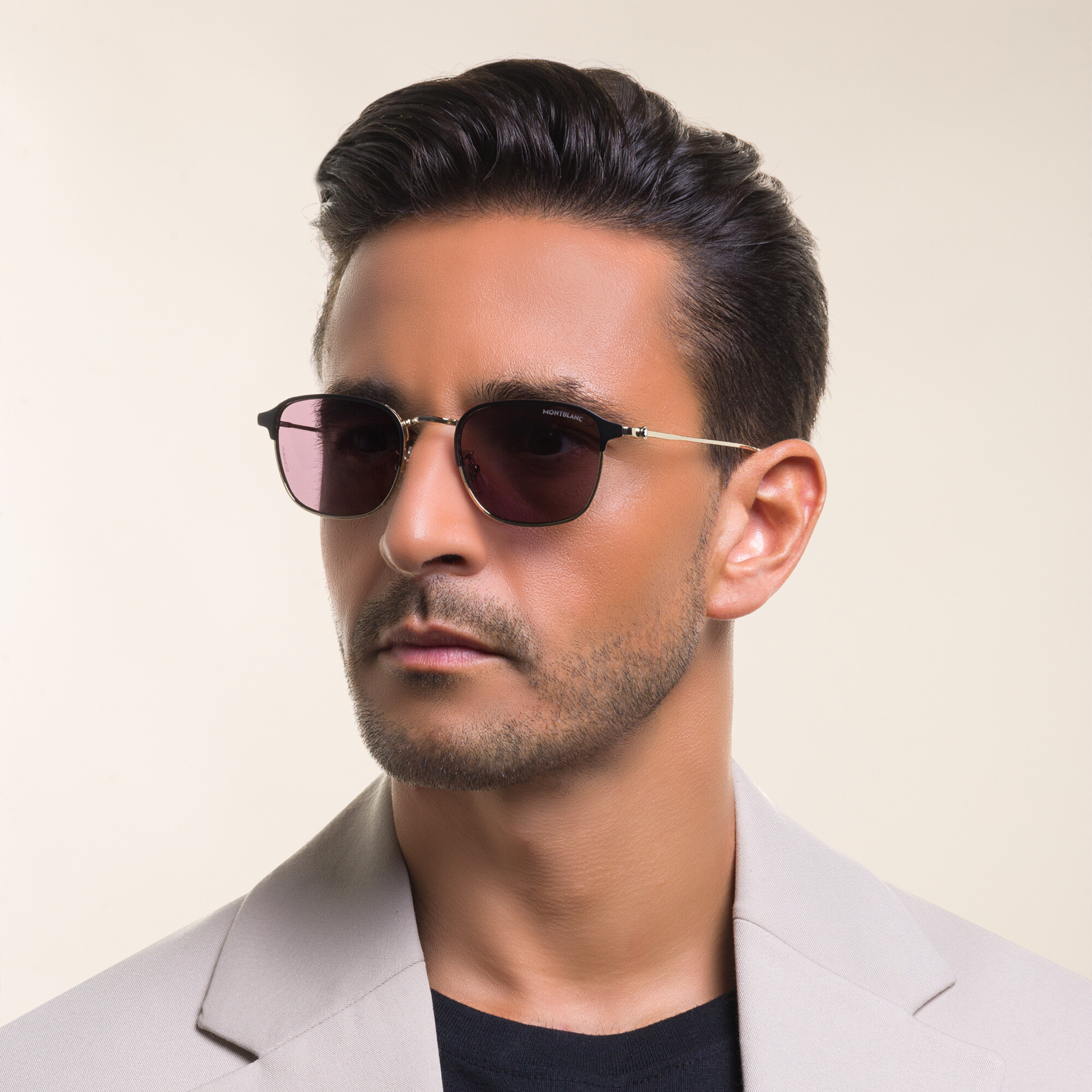 نظارة شمسية بإطار مربع من مونت بلانك بلون ذهبي - صورة المنتج 6
