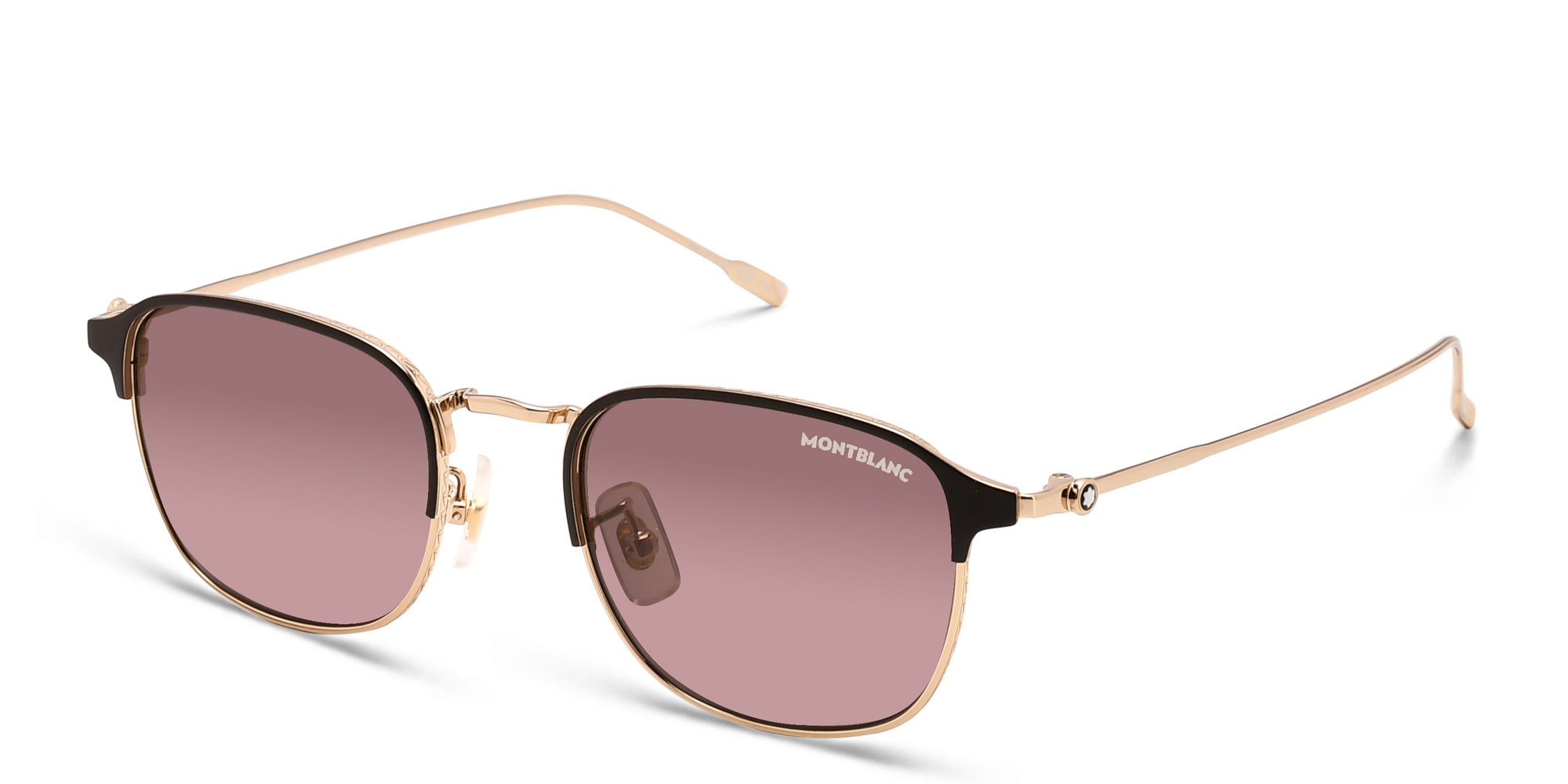 نظارة شمسية بإطار مربع من مونت بلانك بلون ذهبي - صورة المنتج 2