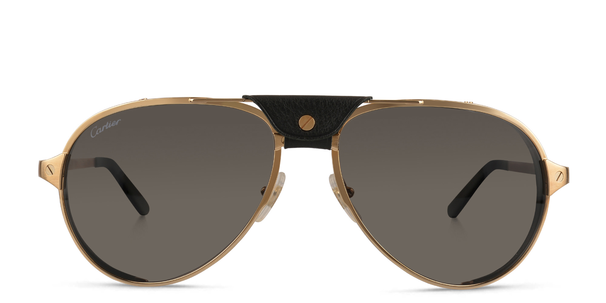 Shop Cartier Santos de Cartier Pilot Sunglasses in Gold online.