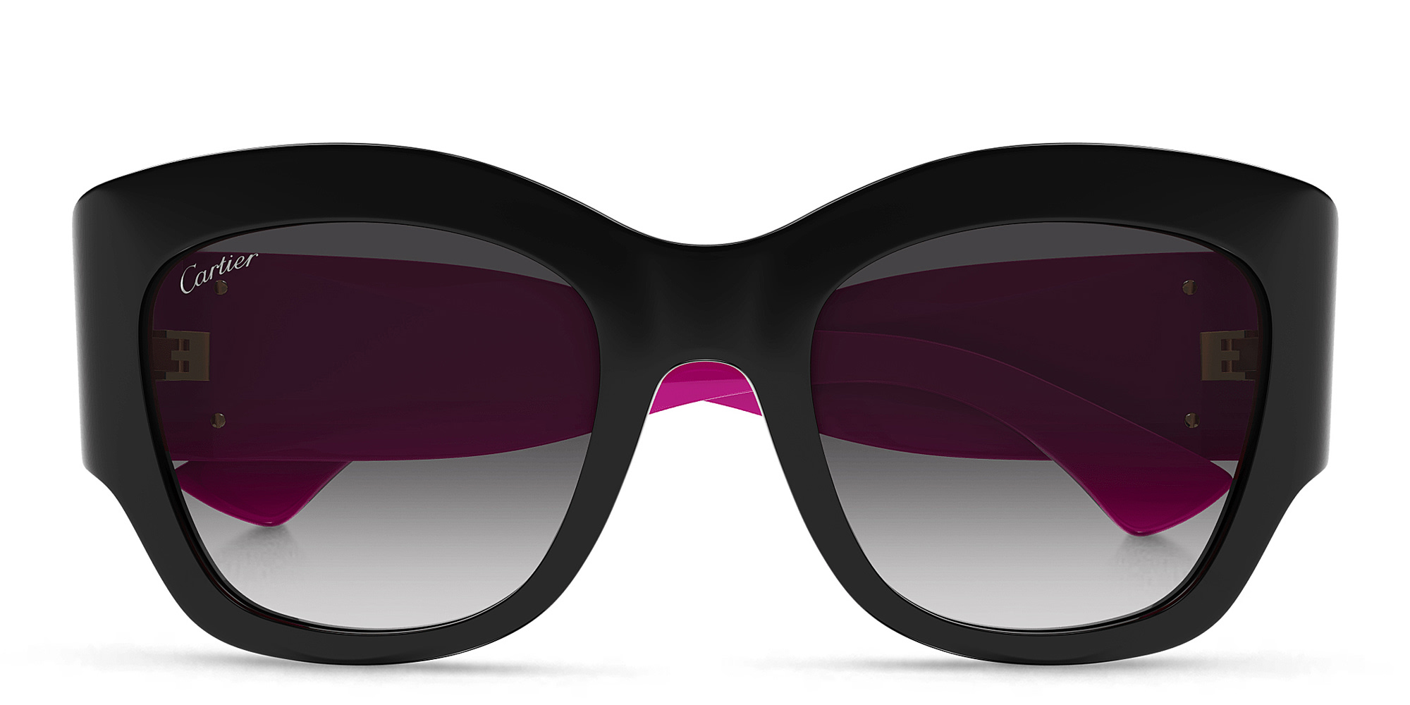 Shop Cartier Signature 'C'de Cartier Cat-Eye Sunglasses in Black On Pink online.