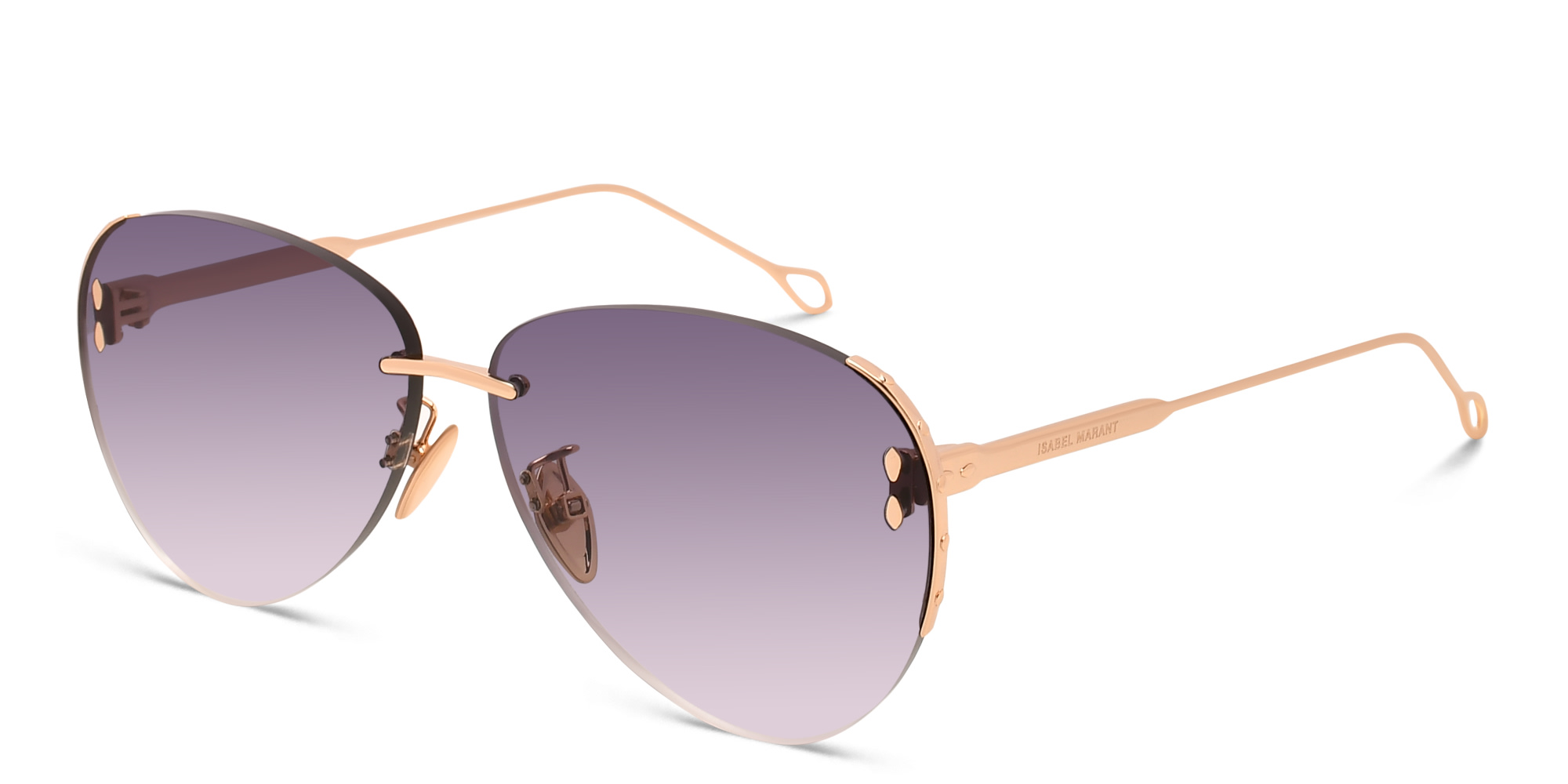 Shop ISABEL MARANT Rimless Aviator Sunglasses in Rose Gold online.