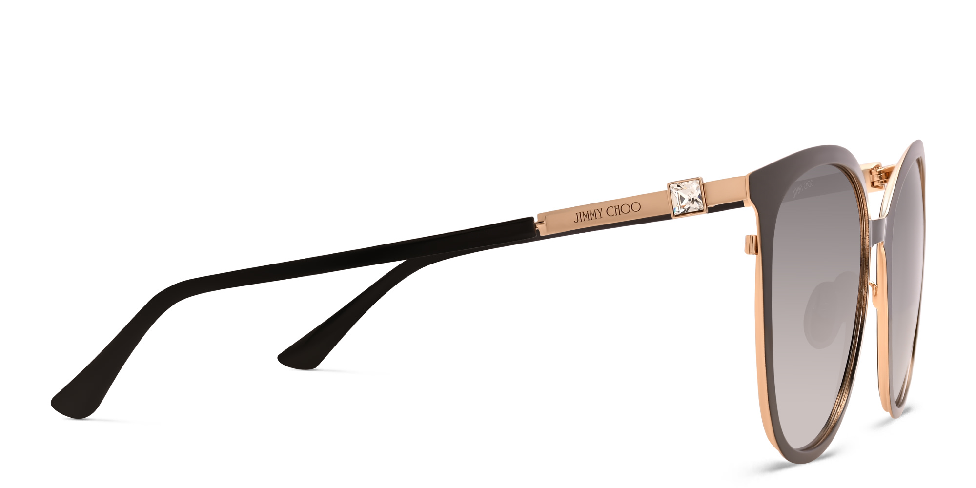 Shop JIMMY CHOO Oria/G/SK Cat Eye Sunglasses in Black Gold online.