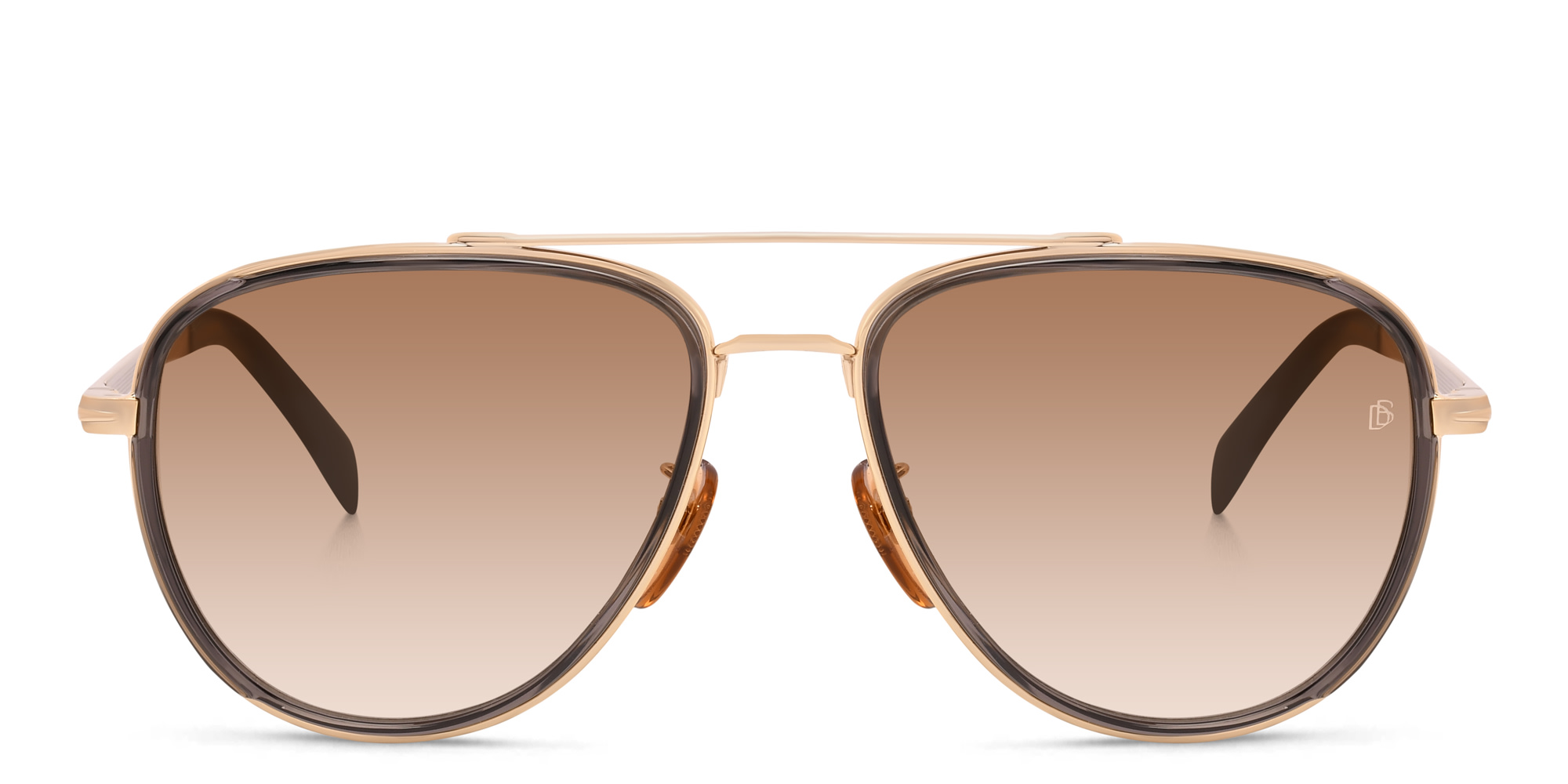 Shop DAVID BECKHAM Pilot Sunglasses in Gold Grey online.